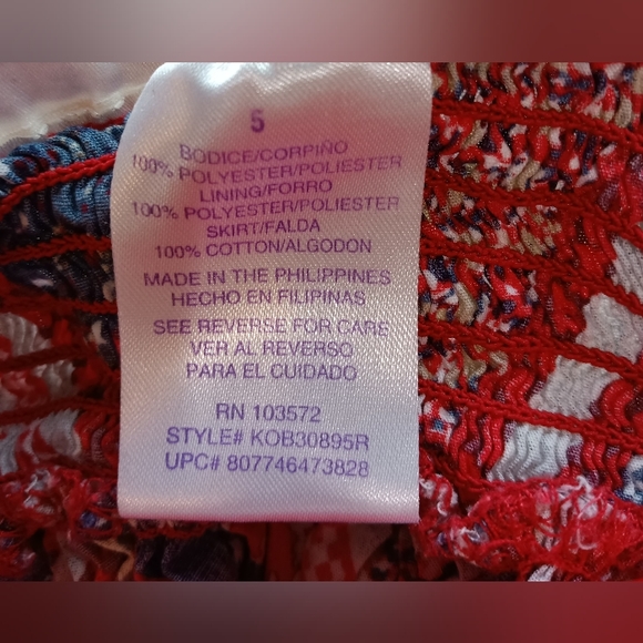 Blueberi Blvd Girl's Red, White, and Blue Patchwork Dress, Size 5 - Picture 3 of 7